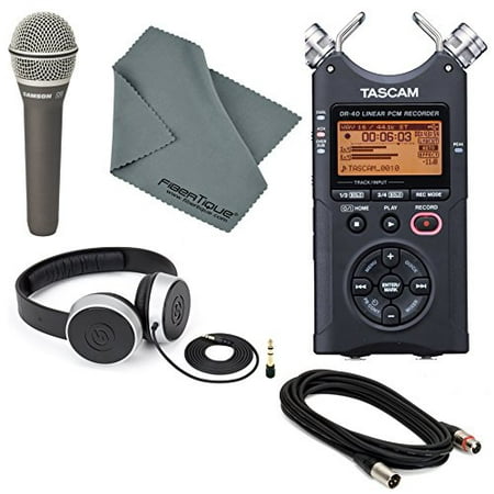 Tascam DR-40 4-Track Handheld Digital Audio Recorder with Samson Q8 mic,