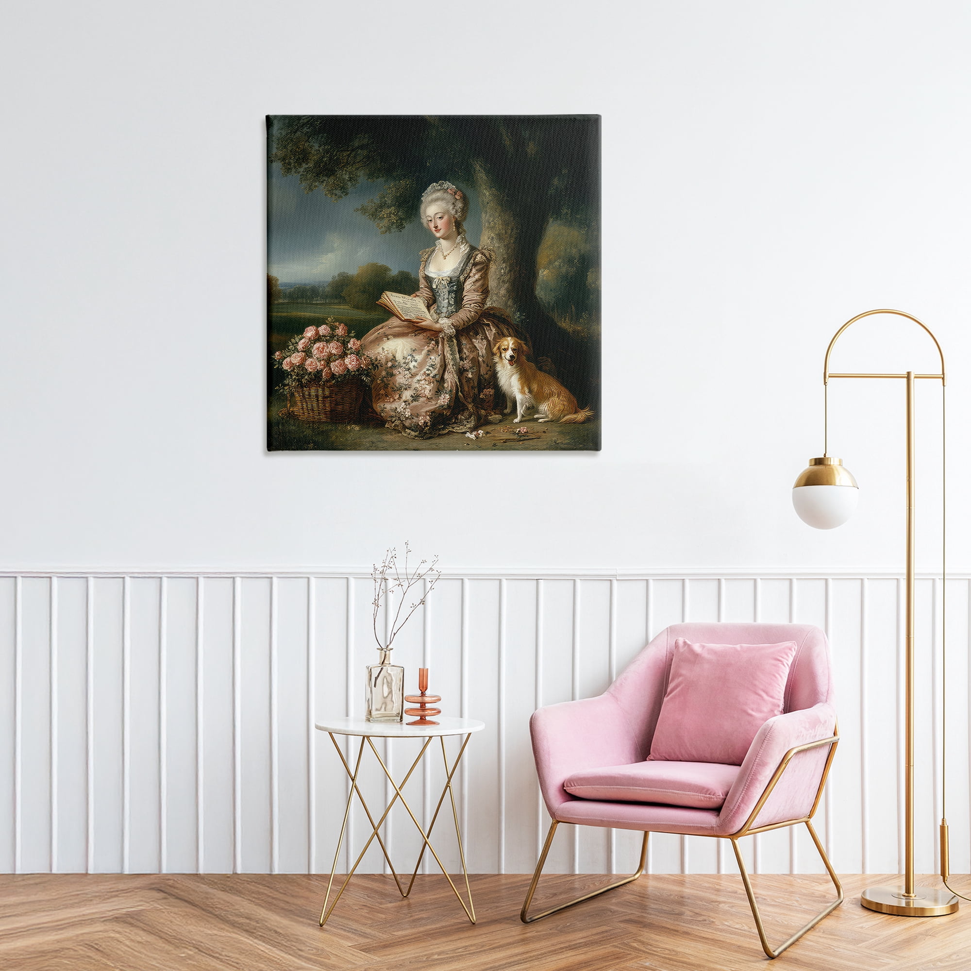 Stupell Industries Rococo Woman with Dog Canvas Wall Art, design by The Wands Want