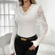 thumbnail image 1 of Camisas de encaje,Blusa de encaje con escote en V para mujer, camiseta de manga larga tipo farol, poliéster, uso diario informal, sopatenor, 1 of 8