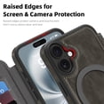 thumbnail image 4 of Wallet Case for iPhone 16, Magnetic Flip Kickstand Compatible with MagSafe, RFID Blocking Premium PU Leather Slim Shockproof Phone Case with Card Holder For iPhone 16,Gray, 4 of 9