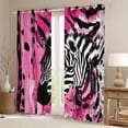 thumbnail image 2 of Homewish Cartoon Zebra Animal Black Out Curtains, Black Pink Stripes Curtains Pack of 2 (42x63 Each), Vintage Oil Printing Bedroom Curtains, SBlack Out Curtains Decor, 2 of 6