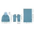 thumbnail image 6 of 3Pcs/Set Women Men Winter Beanie Hat Long Scarf Gloves Set Solid Color Plaid Texture Warm Scarf Knit Mittens Plush Ball Decor Hat Set, 6 of 8