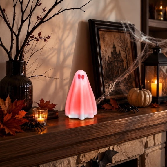Cute Ghost Halloween Lamp, Spooky Funny Halloween Decorations, Cute Gothic LED Halloween Ornaments for Living Room, Desk, Shelf, Mantel, Party
