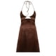 thumbnail image 3 of VISgogo Vestido de verano sin mangas para mujer, color sólido, cuello halter, corte bajo, mini vestido VISgogo moda, 3 of 9