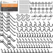 INCLY 176PCS Extra Thick Black Pegboard Hooks Set, 1/4" Heavy Duty Metal Peg Board Hook Assortment with Peg Lock Pegboard Accessories for Garage Wall Organizer Hanging Tools