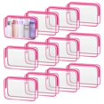 thumbnail image 1 of Bolsa de maquillaje TISRATOK transparente para mujer con cierre, 12 unidades, color rojo rosa, 1 of 7