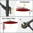 thumbnail image 6 of Demifill 10 Ft Patio Umbrella Offset Cantilever Umbrella with 40 Solar Powered Lights, Offset Patio Umbrella for Outdoor, Red, 6 of 10