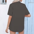 thumbnail image 4 of Up to 60% Off! pstuiky Oversized Tshirts Shirts for Women, Women Short-Sleeved Lapel Top Button-Down Shirt with Pockets Leisure Gray S, 4 of 7