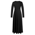 thumbnail image 5 of QUINDOS Summer Dresses for Women 2025 Casual Long Sleeve Crew Neck A-Line Party Dresses Slim Flowy Solid Color Floor Length Maxi Dresses for Women, 5 of 5