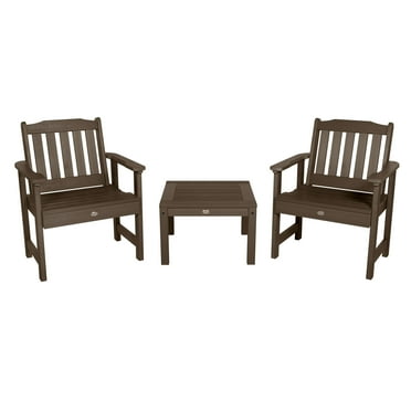 Highwood 3-pc Lehigh Garden Chair Set with 1 Square Side Table - Outdoor, Eco-friendly, Synthetic Wood