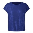 thumbnail image 4 of AOMPMSDX Tank Tops For Women Solid Color Sequin Top Shirt Vest Round Neck Topgreat Daily Wear For Women 2024 Wardrobe Blue Sleeveless Basic Camisole Top XL, 4 of 7