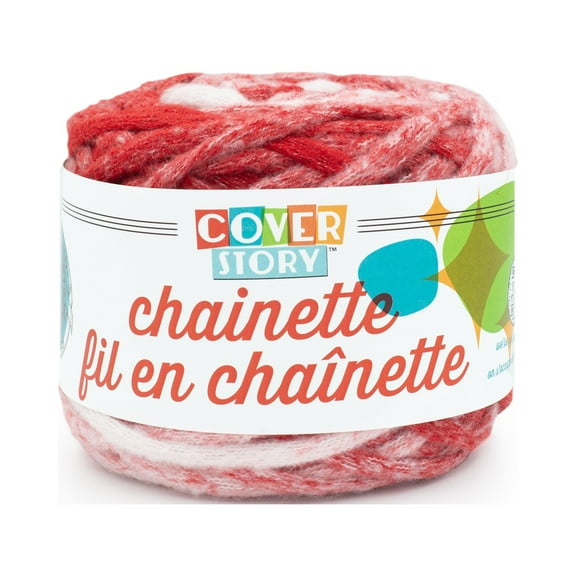 Lion Brand Yarn Cover Story Chainette Red Super Bulky Polyester Red Yarn 1 Cake