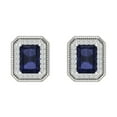 thumbnail image 3 of Clara Pucci 2.44Ct Blue Sapphire Emerald Cut VVS1 Screw Back Stud 14k Solid hypoallergenic Gold Designer Earrings For September, 3 of 7