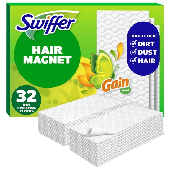 Swiffer Hair Magnet, Dry Refills, Gain Scent, 32 Count