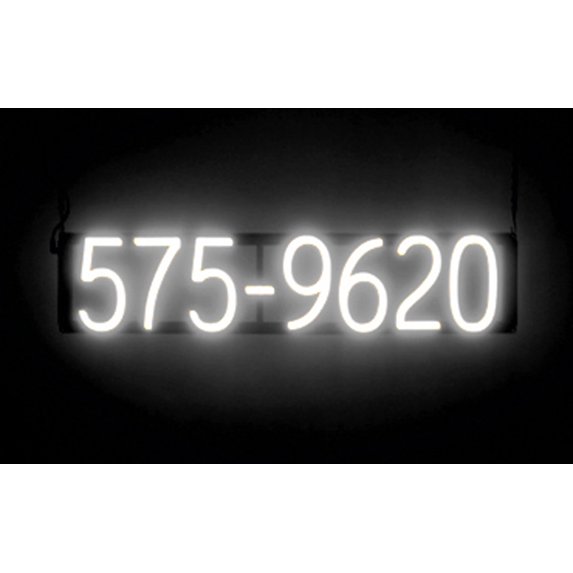 SpellBrite 7 DIGIT PHONE NUMBER LED Sign for Business. 28.3" x 6.3" White 7 DIGIT PHONE NUMBER Sign Has Neon Sign Look With Energy Efficient LED Light Source. Visible from 500+ Feet, 8 Animations.