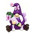 thumbnail image 2 of Kmonabie Resin Garden Gnome Ornament Set, 3 Miniature Fairy Gnome Statues with Insect Floral Details, Small Tabletop Planter Decor for Indoor Outdoor Fairy Garden Scene, Purple, 2 of 7