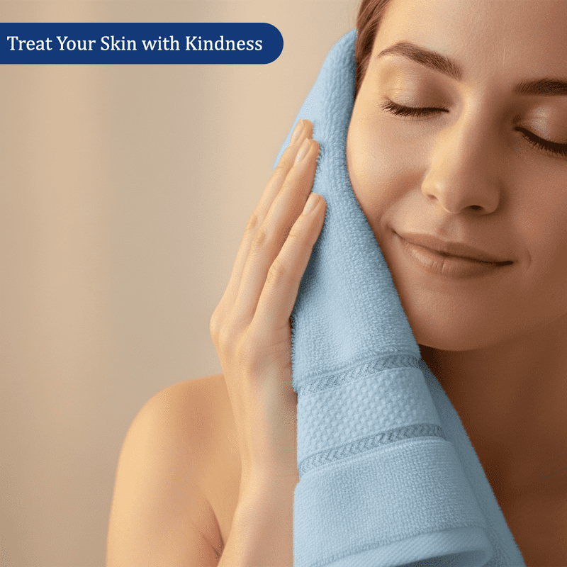 SKY BEDDINGS Premium 4-Piece Bath Towel Set - 600 GSM 100% Cotton, Soft, Lightweight & Highly Absorbent Towels for Bathroom, Perfect for Daily Uses - 27 x 54 Inches - Sky Blue