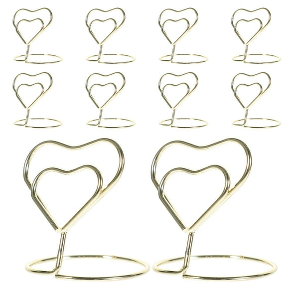 FRCOLOR 10Pcs Golden Carbon Steel Card Holders for Desk Serve as Note and Paper Clips