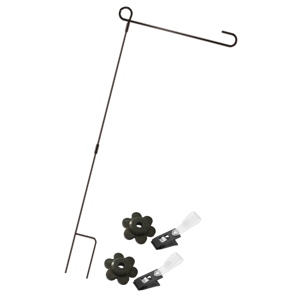RENACLIPY Heavy Duty Black Metal Garden Flagpole Stand, Outdoor Flag Holder for Yard, Lawn, Patio - 1 Set