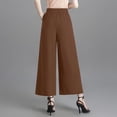 thumbnail image 6 of Women's High Waist Wide Leg Pants, Soft Elastic Waist Pull On Trousers, Flowy Drape Style Pants, Lightweight Breathable Pants, Comfortable Loose Fit Bottoms, Elegant Casual Trousers Brown, 6 of 10