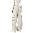 thumbnail image 3 of Parachute Pants Women Baggy Straight Leg Drawstring Lightweight Cargo Pants Tall Moisture Wicking Y2k Utility Streetwear, S, 3 of 5