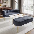 thumbnail image 3 of HMD Moveis Velout Évasé Bras Causeuse avec Banc et Table Basse, Gris Foncé, 3 of 8