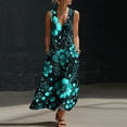 thumbnail image 5 of Smsaxvxz Women's Summer Dresses Fashion Floral Printed V Neck Sleeveless Casual Comfortable Beach Vacation Maxi Sundress A-1 XL, 5 of 8