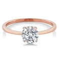thumbnail image 2 of Gem Stone King 10K Rose Gold Lab Grown Diamond Engagement Ring for Women | 0.74 Cttw | Round 6MM | Gemstone April Birthstone | DEF Color | VVS-VS Clarity | Available in Size 5,6,7,8,9, 2 of 5