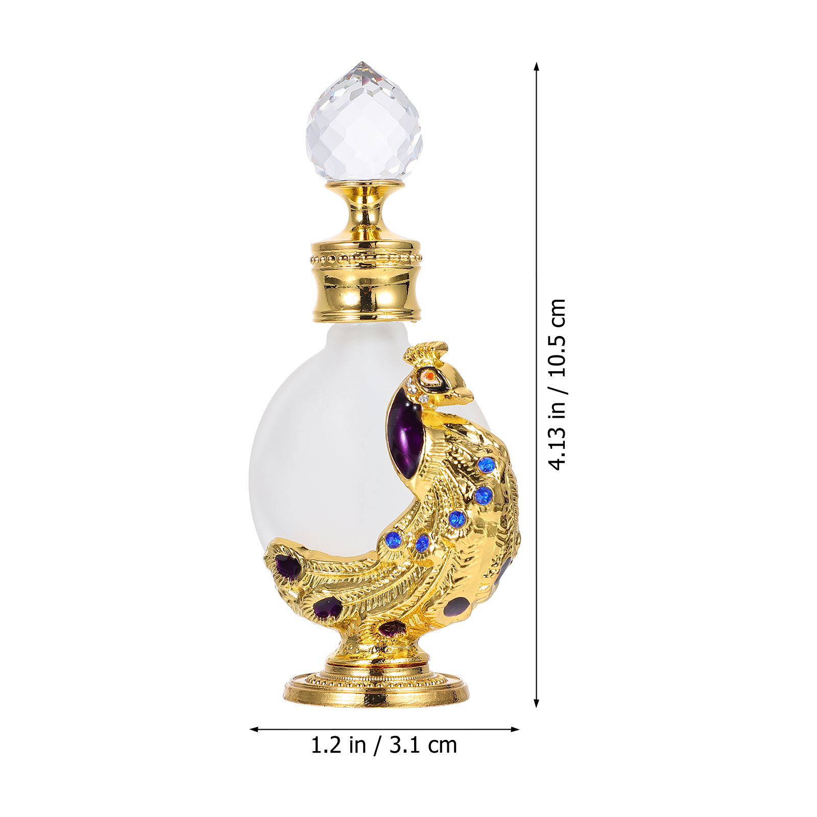 1pc Peacock Design Perfume Bottle Creative Essential Oil Bottle Liquid Holder, Size: 3.10, Gold