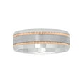 thumbnail image 3 of Mens Tungsten Rose Gold-Tone IP Double Grooved Wedding Band, 3 of 4