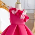 thumbnail image 4 of Ashirexll Robe de Fête Sans Manches pour Filles Polyester Col Rond Longueur Genou Style Princesse Bretelles Spaghetti Élégante pour Fête 1-8 Ans Rose Vif 3-4 Ans, 4 of 5