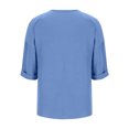 thumbnail image 5 of ATOYSOY Women's Fashion Clothes Solid Color Pullovers Casual 3/4 Sleeve Tops Cute Round Neck Blouses Summer Loose Dressy Tunic Shirts Holiday Business Tees Blue L, 5 of 6