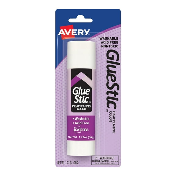 Avery Glue Stic Disappearing Purple Color, Washable, Nontoxic, 1.27 oz., 1 Stick (00221)