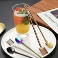 thumbnail image 4 of Stainless Steel Shovel Shape Straw Spoons, 2-in-1 Drinking Straws Stirring Spoon for Coffee Cocktail Ice Cream(Point,Silver), 4 of 5