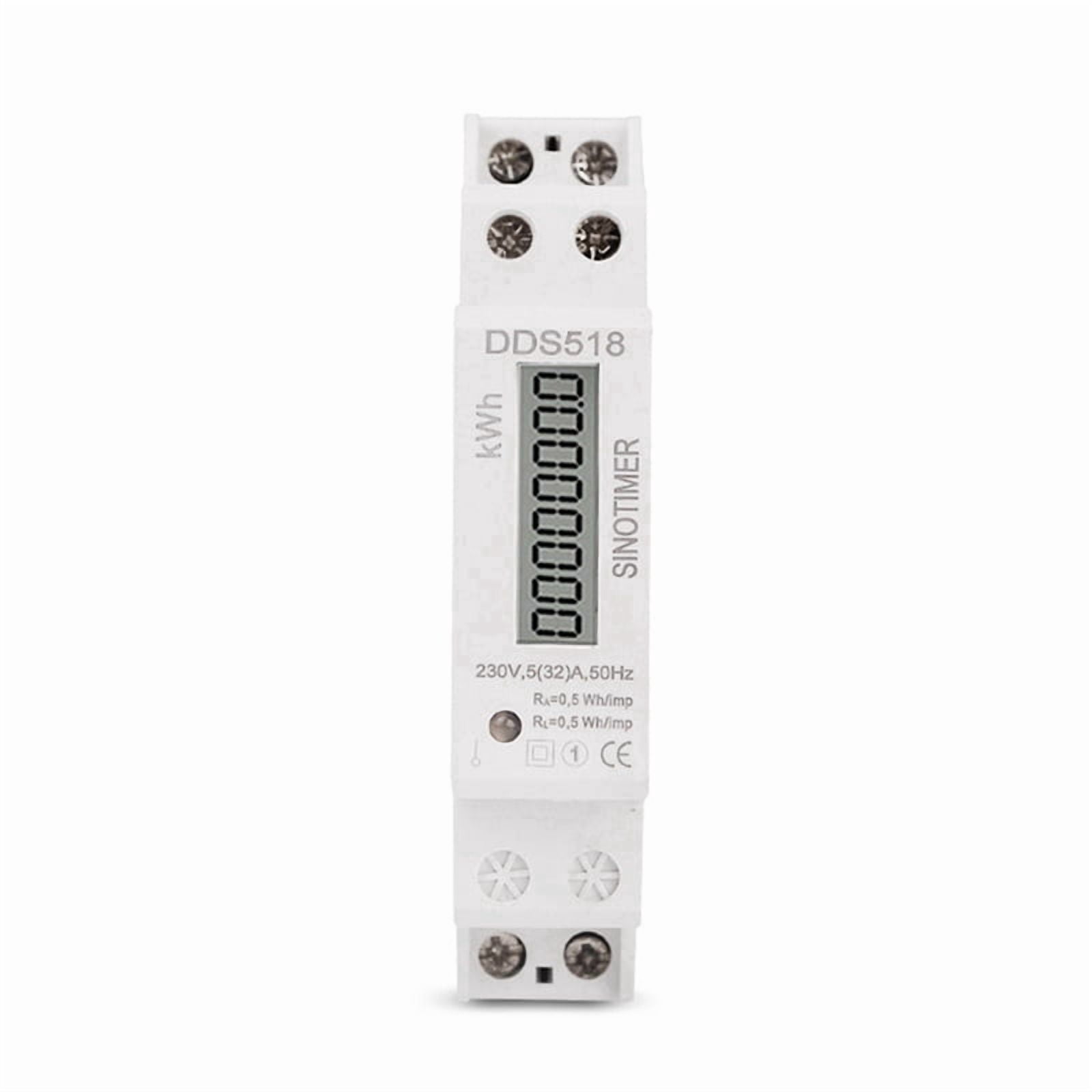 4X Single Phase Din Rail LCD Digital Display Electricity Power Consumption  Watt Meter Wattmeter KWh 5-32A