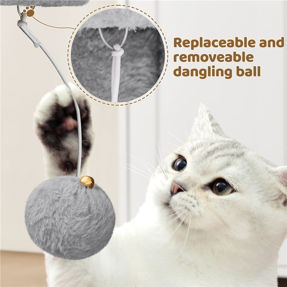 Yaheetech 23.5″ H Spacious Cat Tree with Large Top Perch, Condo & Scratching Posts, Light Gray