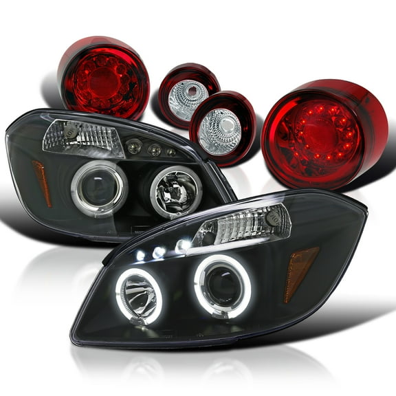 Spec-D Tuning Projector Chrome Headlights   LED Bumper Lamp Compatible with Chevy Cobalt Coupe Left   Right Pair Headlamps Assembly