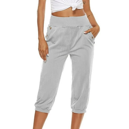 

MAWCLOS Women Casual Lounge Pants Sleep Jogger Capris Sweat Pants Plus Size Comfy Pajamas Pjs Cropped Pant with Pocket