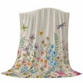 thumbnail image 6 of Colorful Floral Blanket Soft Cozy Warm Throw Blanket for Couch, Plush Fuzzy Flannel Fleece Blankets for Sofa, Farmhouse Country Dragonfly Butterfly Flower Bed Blankets Gifts for Men, 32"x48", 6 of 9