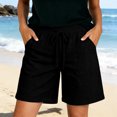 thumbnail image 2 of GHIIYER Bermuda Shorts for Women with Pockets High Waist Cotton Linen Trousers Summer Beach Shorts Size M, 2 of 6