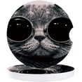 thumbnail image 1 of RYLABLUE Funny Hipster Cat Wear Black Sunglasses Set of 6 Car Coaster for Drinks, Absorbent Ceramic Stone Coasters Cup Mat with Cork Base for Home Kitchen Room Coffee Table Bar Decor, 1 of 5