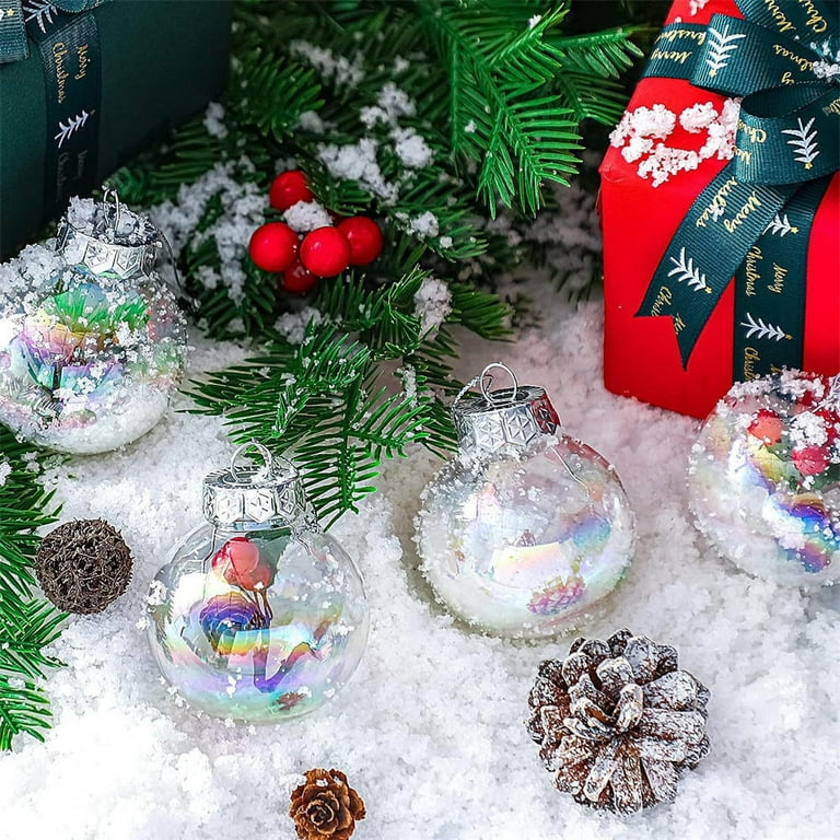 Clear Iridescent Christmas Balls Clear Ball Hanging Ornaments Fillable  Balls Ornaments for Valentine's Day Birthday Wedding Home Decorations 12PCS  