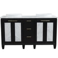 thumbnail image 4 of Trento 61" Double Round Sink Solid Wood Vanity in Blue/White Carrara, 4 of 13