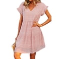 thumbnail image 6 of ZXZY Women Floral Printed Ruffled Sleeves V Neck Babydoll Mini Dress, 6 of 7