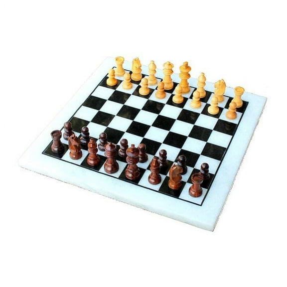 Marble Handmade Chess Set Board With Wooden Chess Pieces Gifts Décor