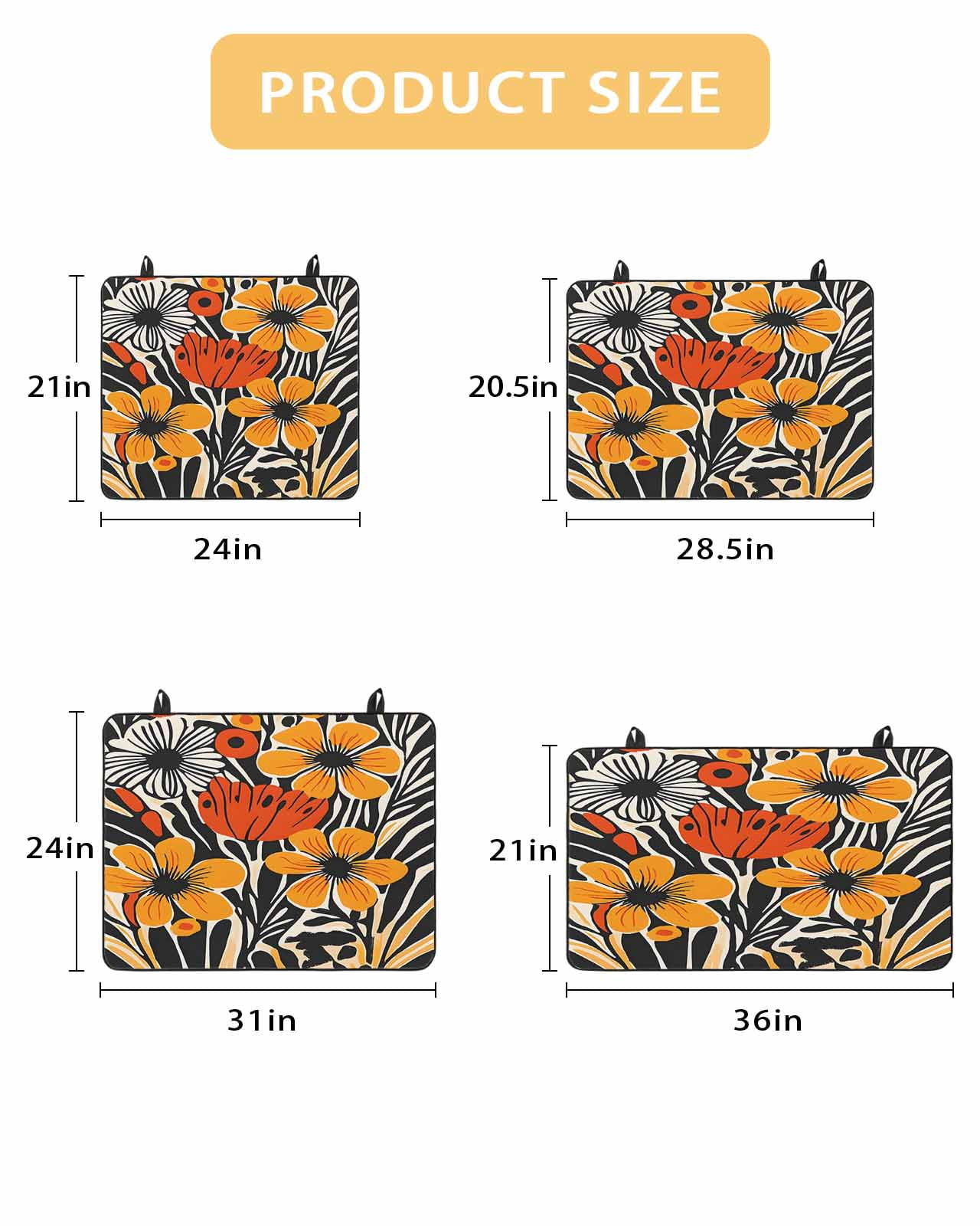nqOlkjepod Large Induction Cooktop Protector Mat 24"x21", Orange Yellow Black Botanical Stove Top Covers for Electric Stove, Modernism Spring Floral Stove Burner Cover Mats, Glass Top Stove Cover
