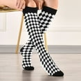 thumbnail image 5 of FORMRS Womens Knee High Socks Casual Long Thick Travel Daily Wear, 2 Pairs, Black and White Geometric, 5 of 6