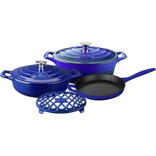 La Cuisine Pro 6 Piece Enameled Cast Iron Cookware Set, Oval Casserole