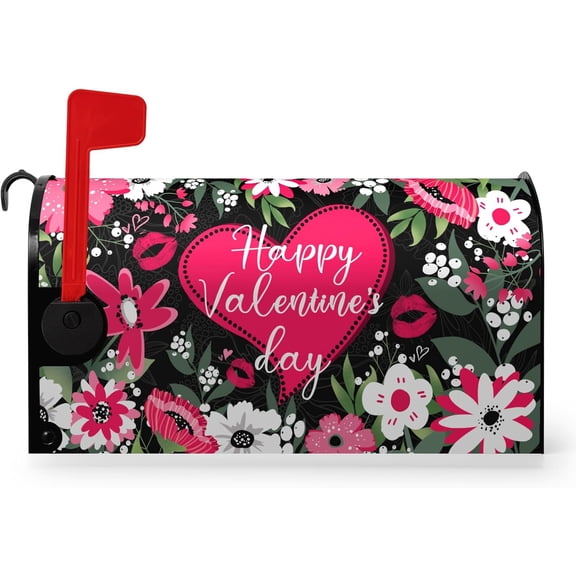 Happy Valentines Day Mailbox Covers Magnetic Standard Size Valentine Mailbox Post Cover Red Heart Truck Floral Flower Valentine''s Day Mailbox Decor Waterproof Mail Box Wraps 21 * 18 Inch