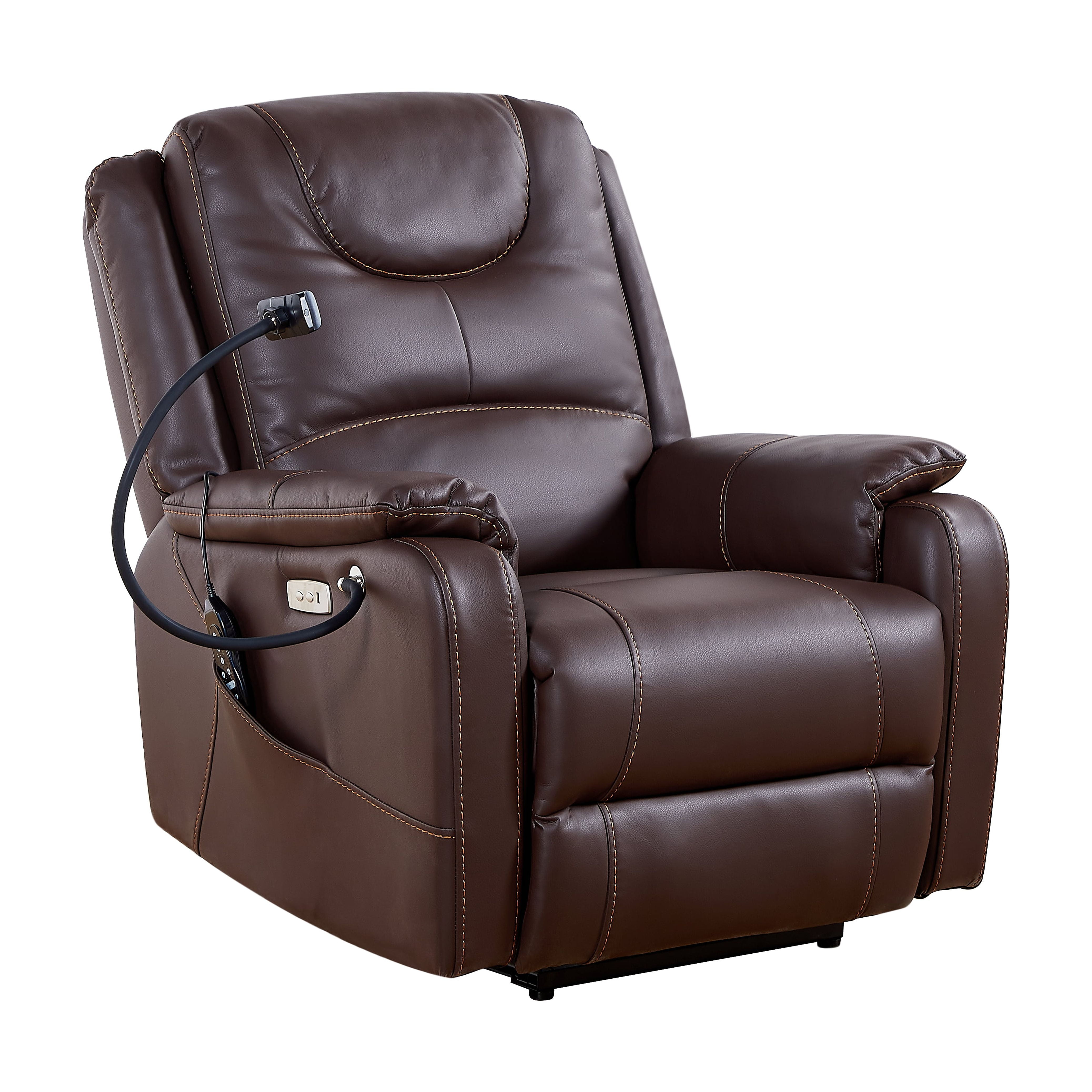 MAYEERTY Zero Gravity Recliner Chair with Air Massage, Heating, Phone Holder and Lift Assist, Faux Leather Brown